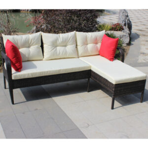 Outdoor Patio Furniture Sets 2 Piece Conversation Set Wicker Ratten Sectional Sofa With Seat Cushions Beige Cushion